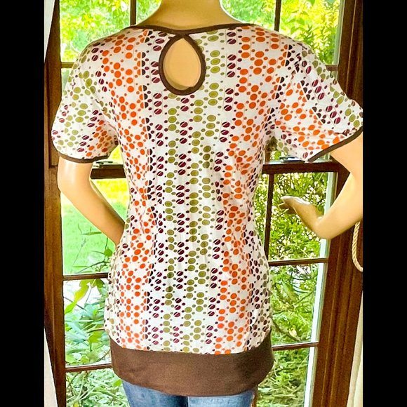 ▪️FANG▪️ Vtg-Style Op Art Keyhole Back Tunic Top - Picture 2 of 8